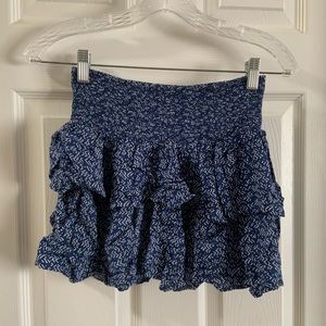 Aeropostale Blue/White Tiered Ruffle Skirt size M